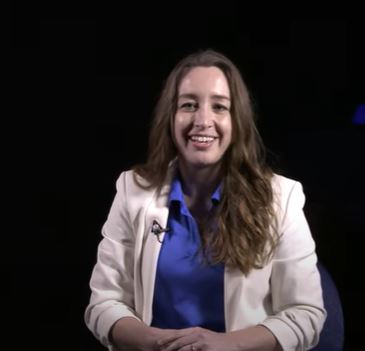 Carrie Green smiles during interview as NASA Glenn.