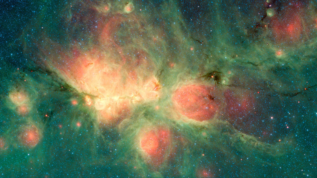 Image of cat's paw nebula taken by the Spitzer space telescope.