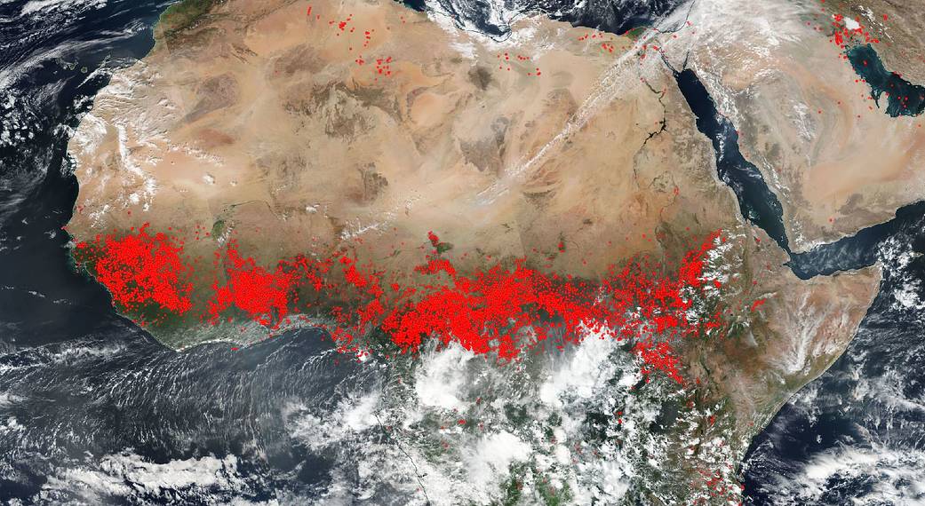 Central Africa agricultural fires