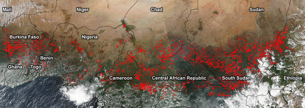 NPP Image of fires across Africa