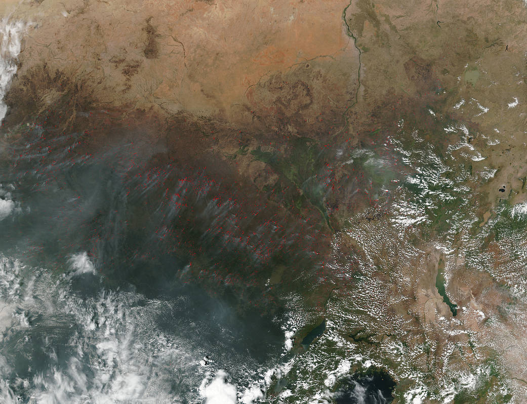 Suomi NPP image of fires in Central Africa