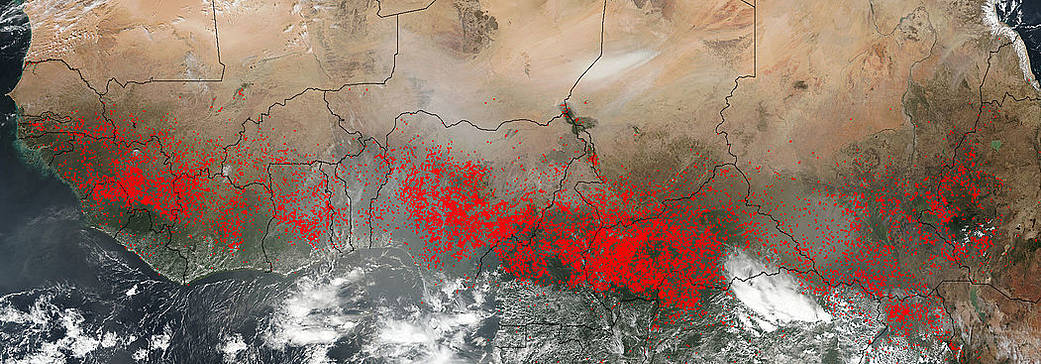 Fires across Central Africa