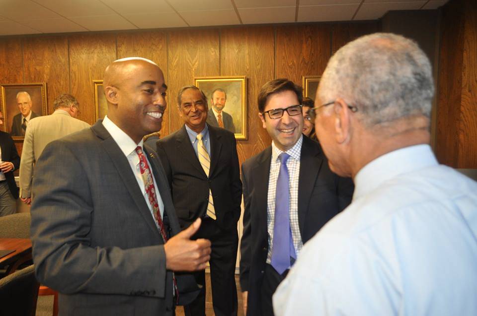 Administrator Charles Bolden with Dr. Steve Ruffin and Georgia Tech faculty