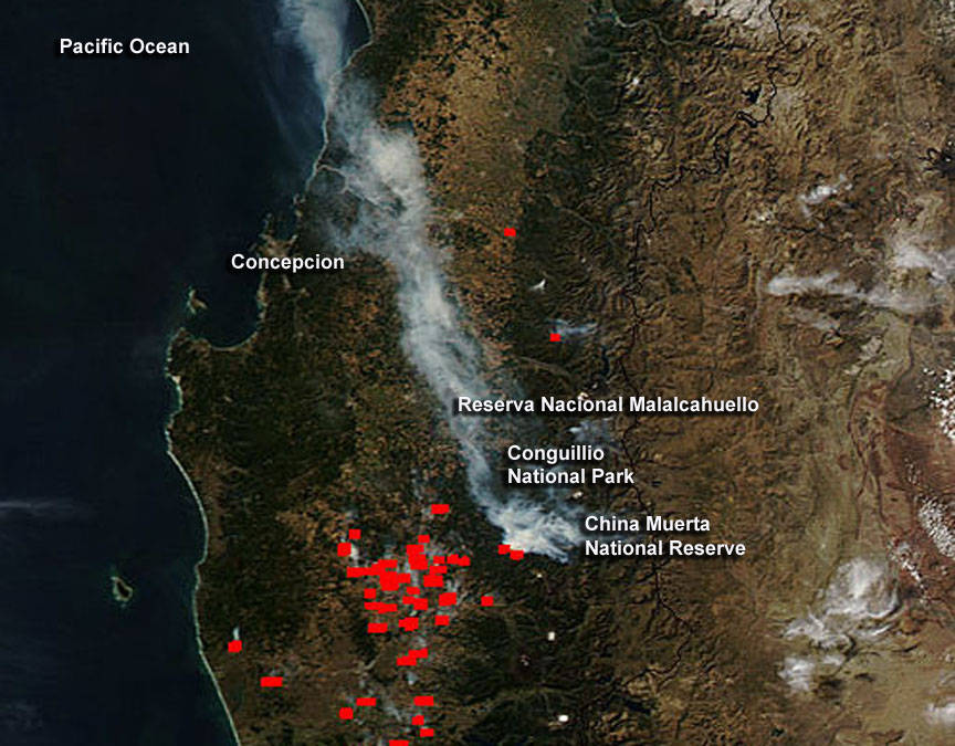 Fires Continue in Three of Chile's National Parks