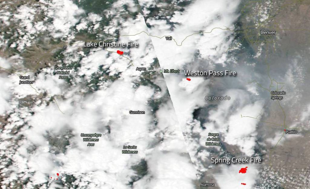 Cloud Cover Obscures Huge Fires Raging in Colorado