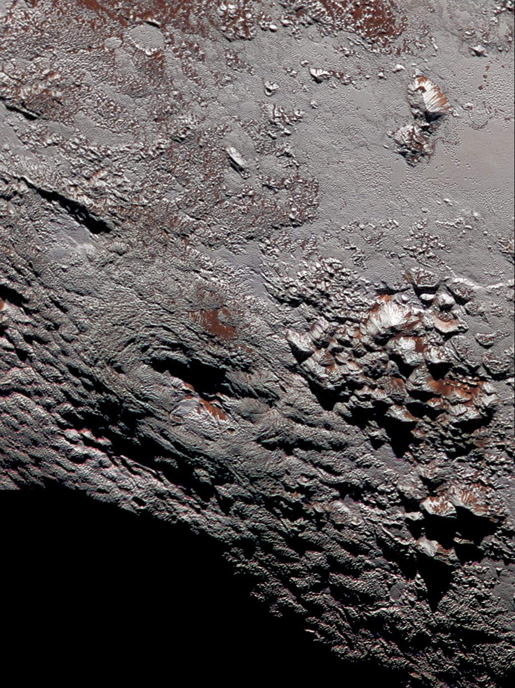 highest-resolution color view of one of two potential cryovolcanoes spotted on the surface of Pluto by the New Horizons