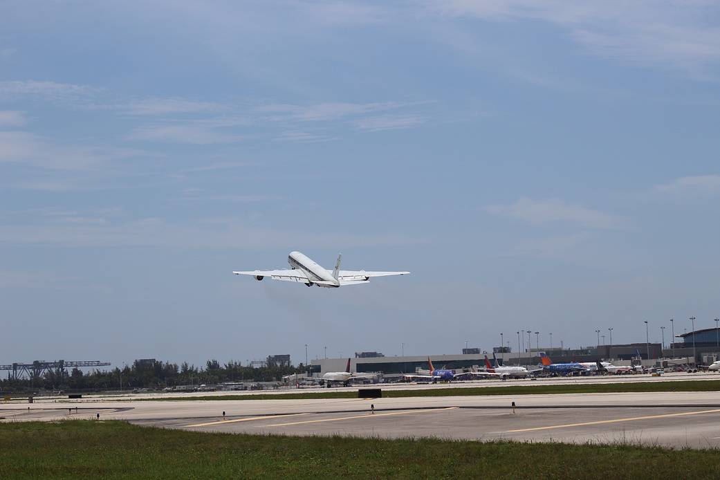 NASA’s DC-8 flying laboratory departs Ft. Lauderdale/Hollywood airport.