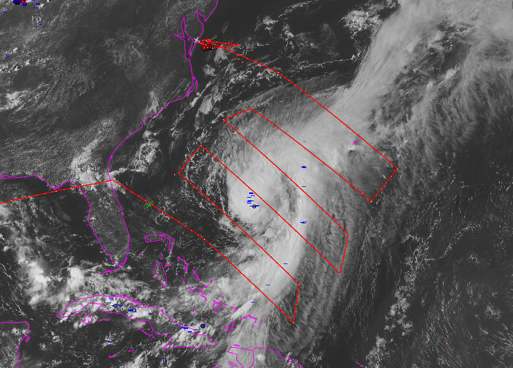 The Global Hawk flew this "lawnmower" flight pattern over Hurricane Cristobal