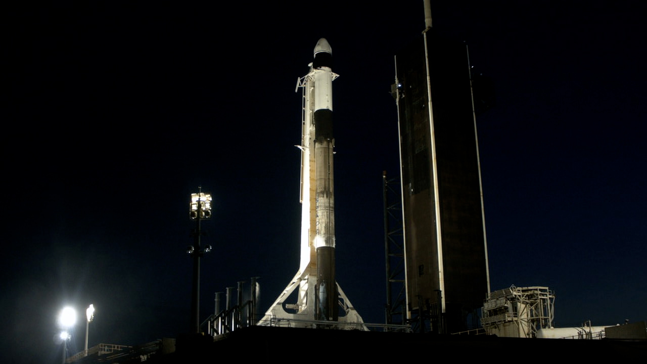 SpaceX’s Falcon 9 rocket, with the company’s Dragon spacecraft atop, stands ready for liftoff at NASA Kennedy Space Center’s Launch Complex 39A in Florida ahead of the company's 27th resupply services mission.