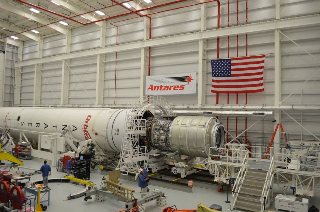 The Cygnus spacecraft is mated to the Antares Rocket.