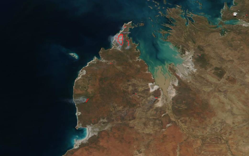 Suomi NPP image of the Dampier Peninsula in Western Australia and the ring of fire seen there.