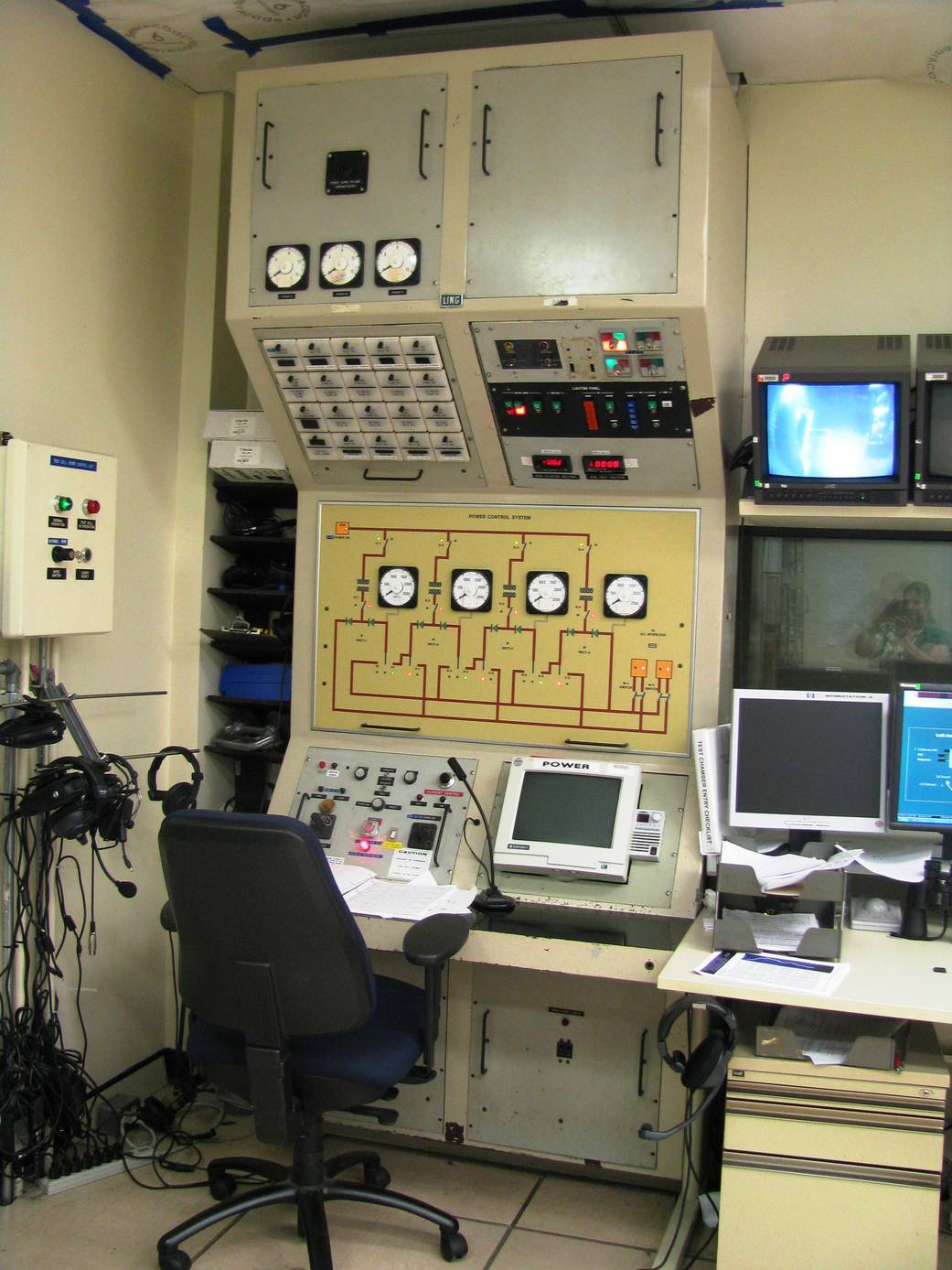 Detail view of the Power Operator Panel within the Control Room of ARMSEF
