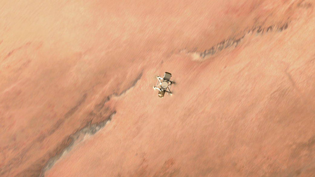 Dragonfly in flight over Titan