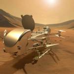 Artist’s impression of the Dragonfly rotorcraft-lander on the surface of Titan