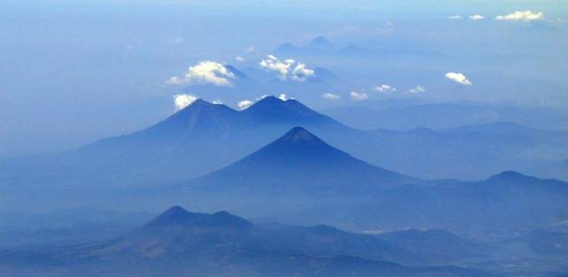 This photo of volcanoes in Guatemala was taken from NASA's C-20A aircraft during a four-week Earth science radar imaging mission