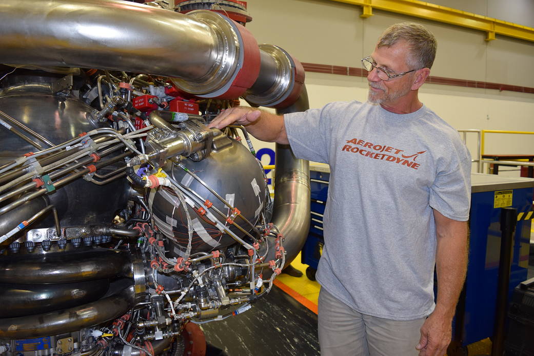 Owen Brayson, an instrumentation technician for NASA's RS-25 prime contractor Aerojet Rocketdyne