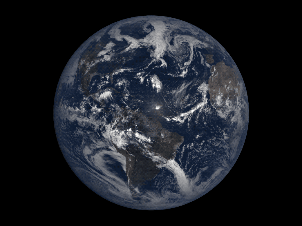 animation of DSCOVR satellite's observations of moon's shadow on Earth's surface