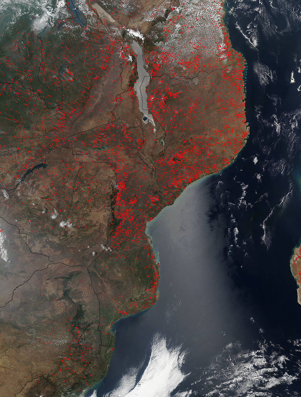 Suomi NPP image of fires in East Africa