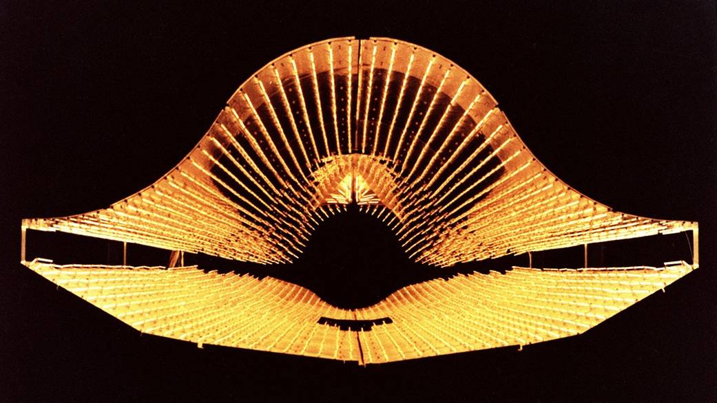 The YF-12 forebody radiant heating system testing is captured in this striking image from 1971.