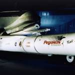 Pegasus rocket mated under the wing of the B-52 mothership.