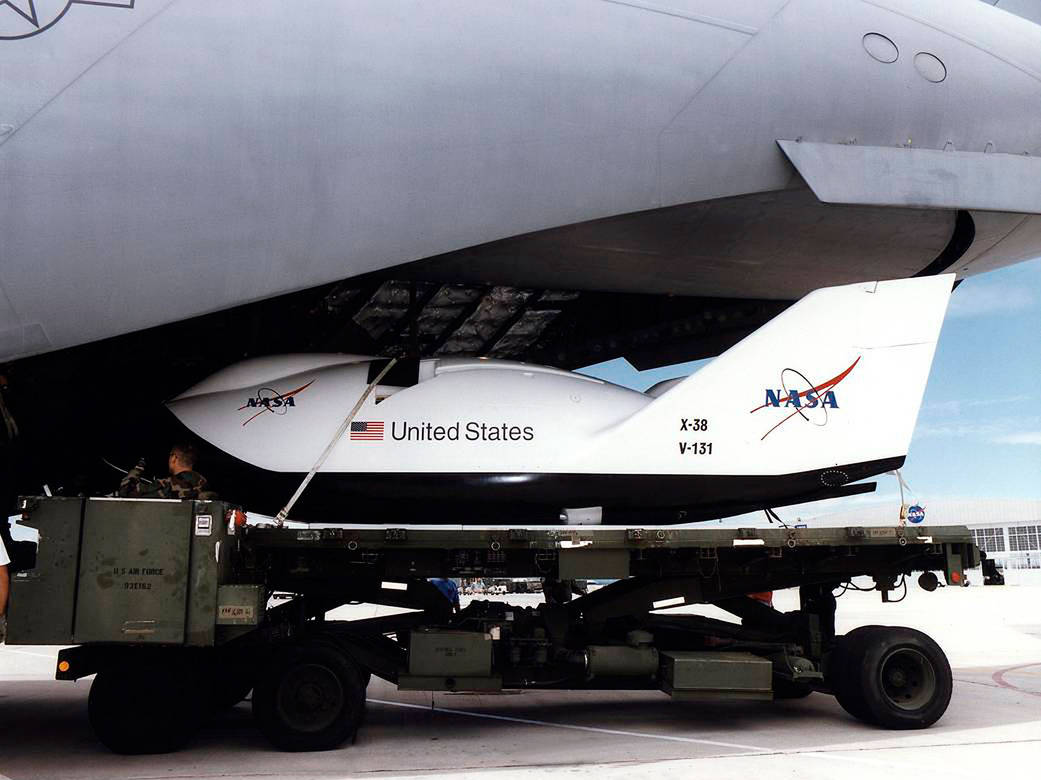 NASA's first X-38 Advanced Technology Demonstrator arrives at Dryden.