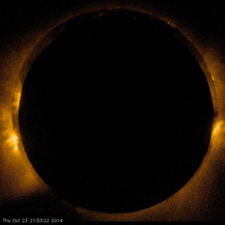 The Hinode spacecraft captured images of the October 23, 2014 eclipse