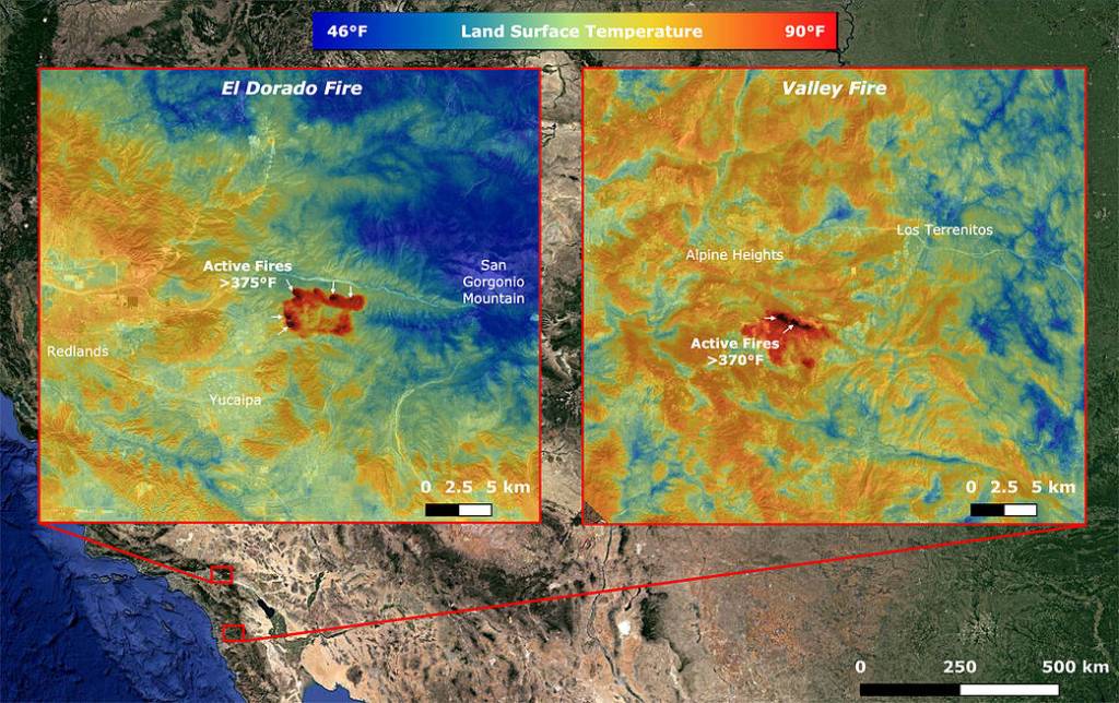 NASA’s ECOSTRESS Takes Surface Temperature Around California Fires