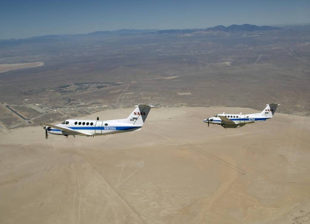 B200 King Air in Formation over Edwards Air Force Base