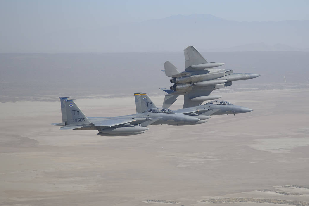 F-15D Leaves Formation; Enters the Landing Pattern at EAFB