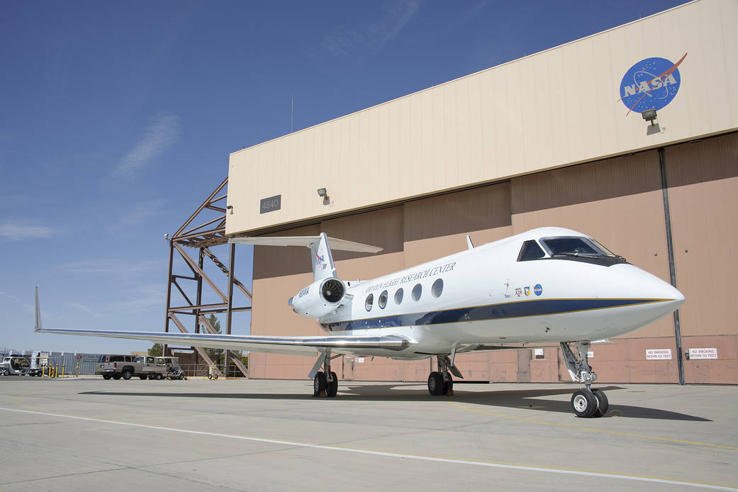 This modified Gulfstream III is the test bed aircraft for the ACTE flexible-flap research project.