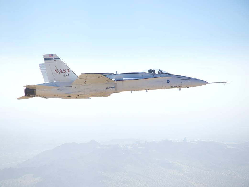 F/A-18 Research Jet Tests for Space Launch System