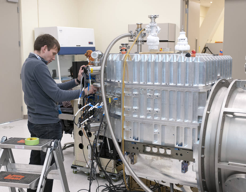 Christian Fischer, from the University of Stuttgart's Institute for Space Systems, works on the Field-Imaging Far-Infrared Line 