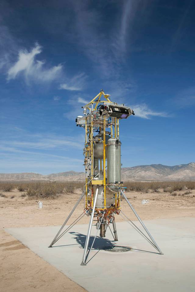 Astrobotic Technology's autonomous landing system is mounted atop Masten Space Systems' Xombie