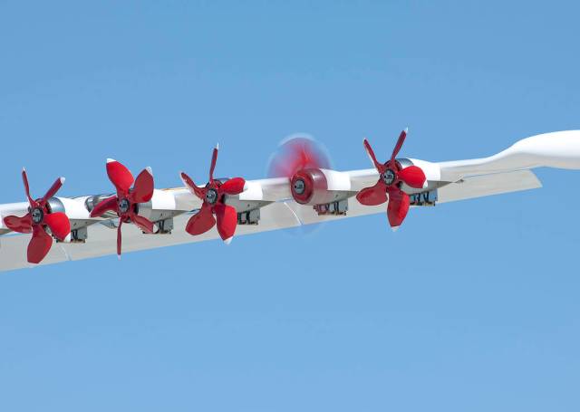 Electric propellers are tested on the Hybrid-Electric Integrated Systems Testbed