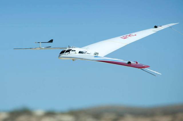 The Prandtl-D No. 2 lands following a flight test. 