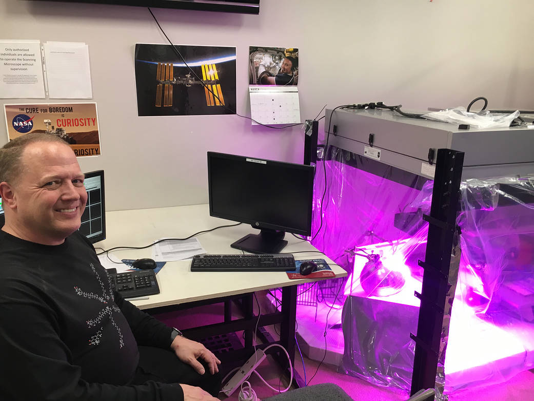 Dr. Daniel Kainer with the Lone Star College's plant growth chamber