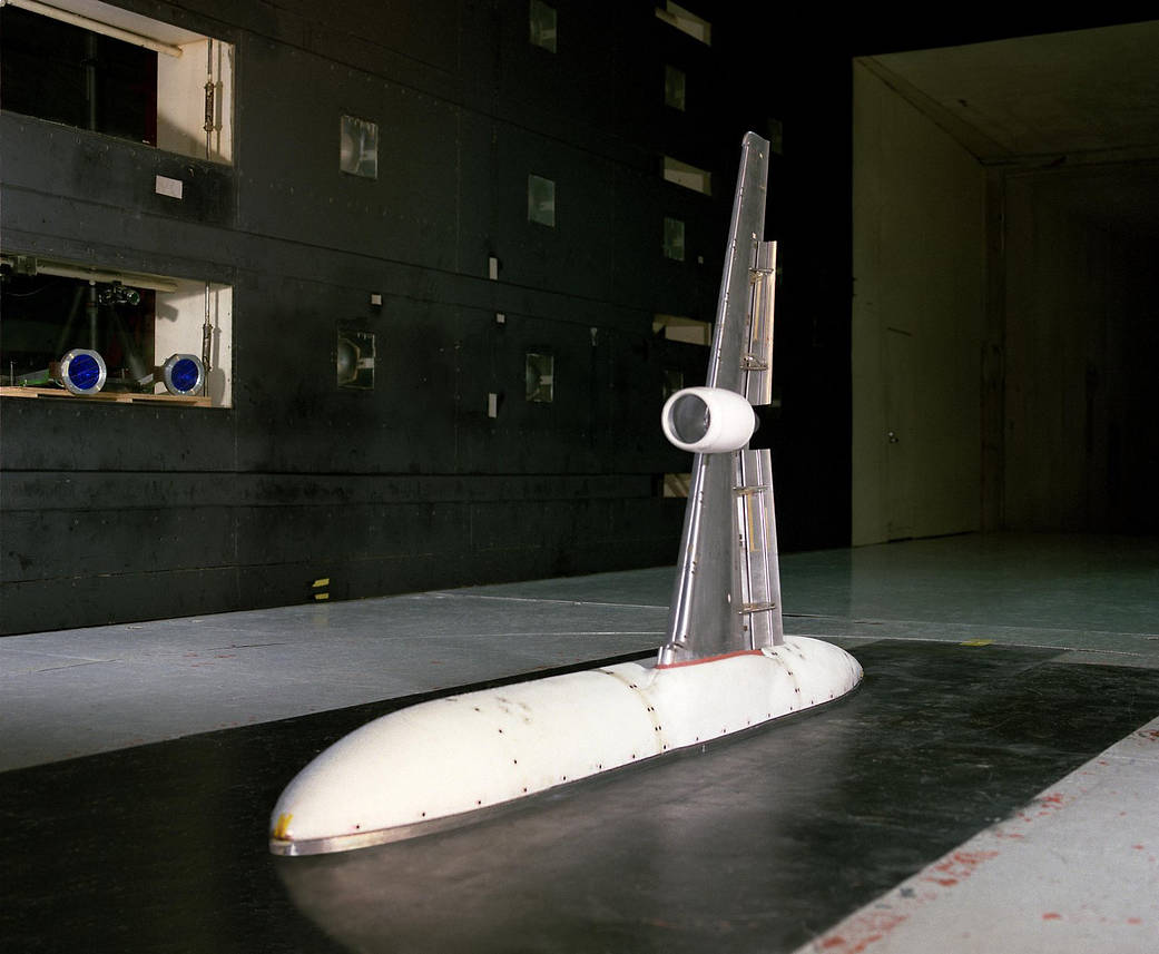 The Energy Efficient Transport (EET) model tested in its semi-span configuration. 
