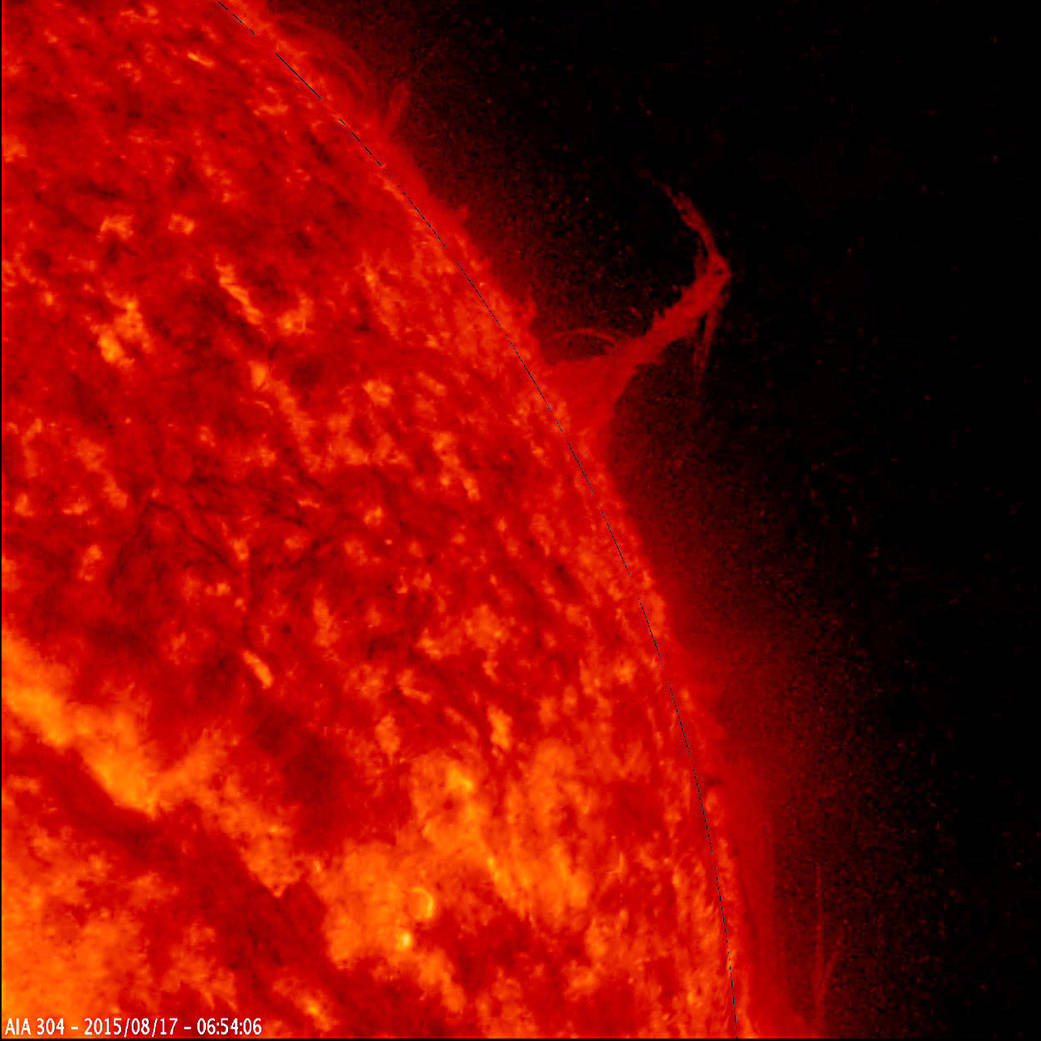 A single plume of plasma rose up from the sun, twisted and spun around, before breaking apart.