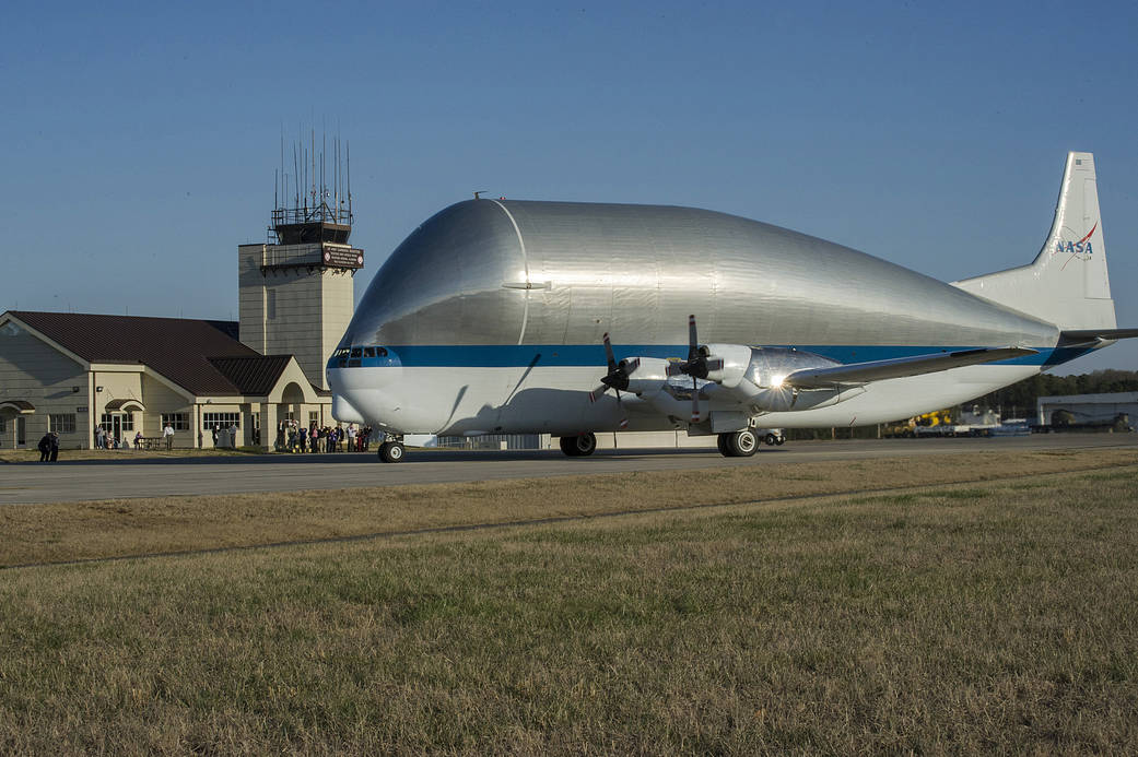 NASA’s Super Guppy, a wide-bodied cargo aircraft, landed at the Redstone Army Airfield near Huntsville, Ala. on March 26 with 