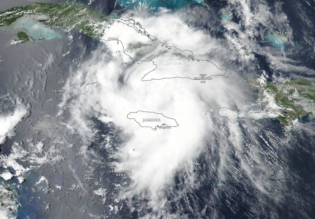Satellite image of Hurricane Elsa over the Caribbean on July 4, 2021. 