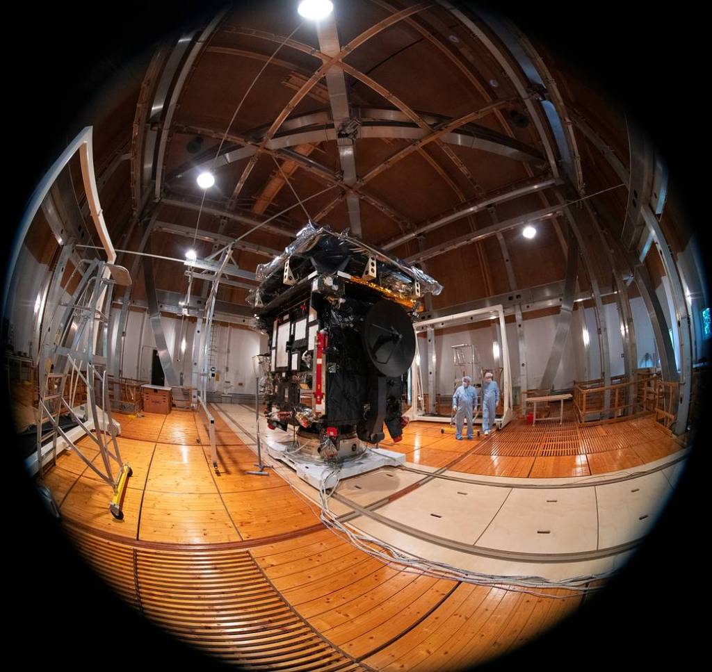 Solar Orbiter in the Magnetic Field Simulation Facility