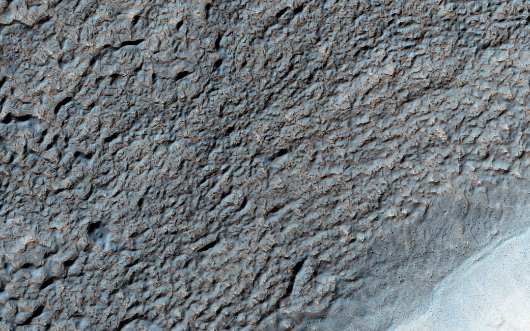 Knobby, pitted terrain on Mars surface