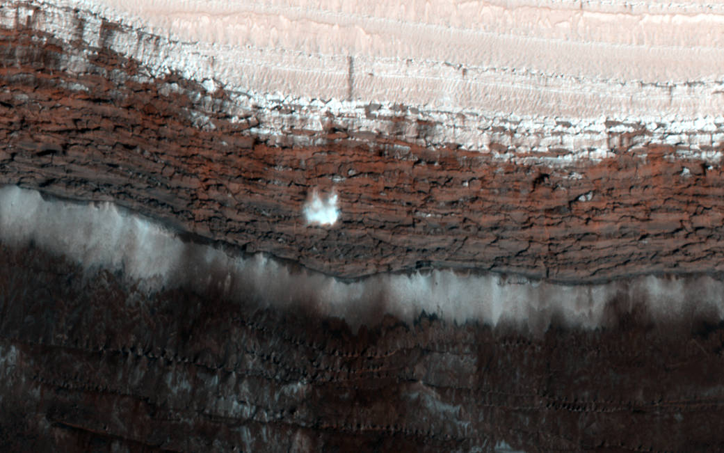 Layered deposits of frost on Mars