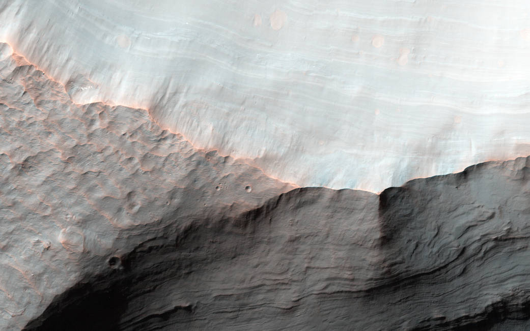 Sloping sediments on Mars surface imaged from orbit