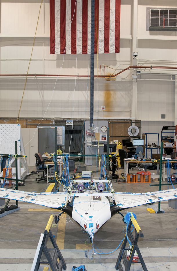 The MUTT aircraft undergoing vibration testing.