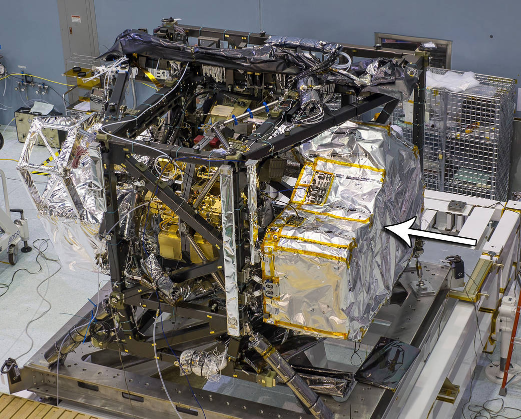Photo of the NIRSpec instrument flying on JWST in 2018