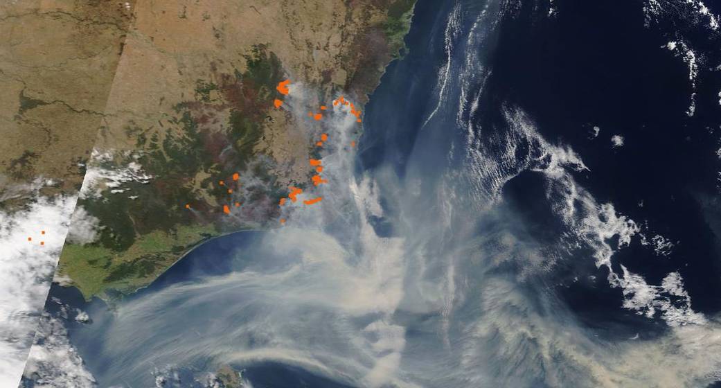 FIRMS image of the fires still raging in Australia