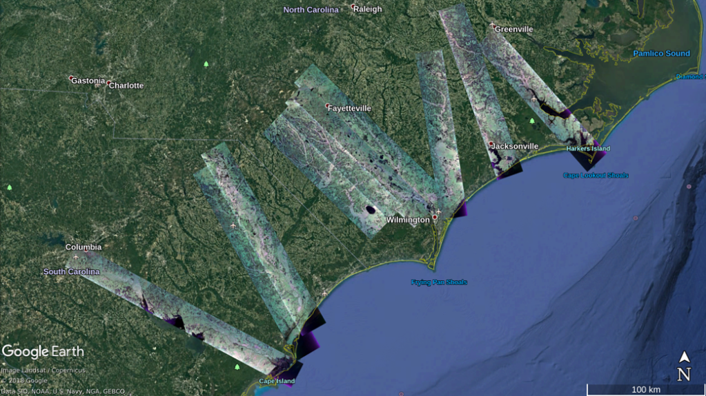 UAVSAR Hurricane Florence Flight Map