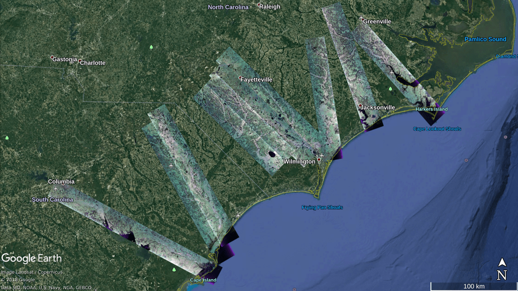 This wide-view map shows the areas the team collected data from during flights Sept. 17-23.