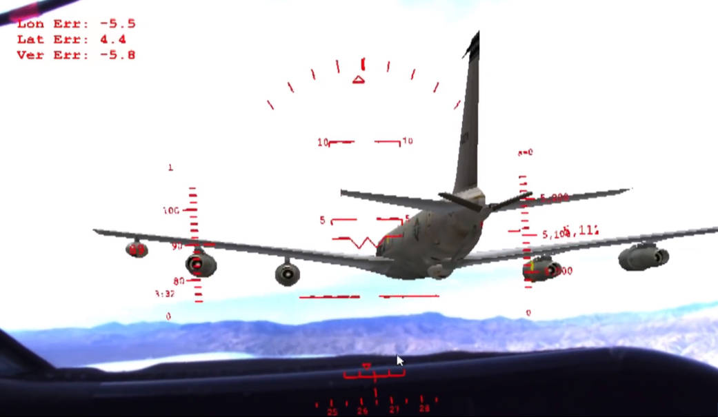 In stenciling mode, Fused Reality provides a virtual tanker that has been cut out and displayed.